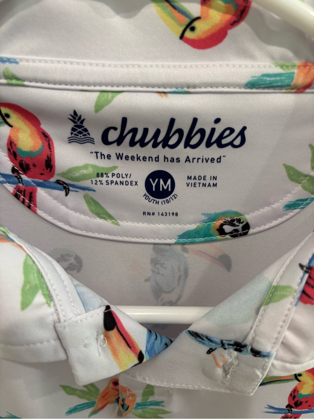Chubbies boys white tropical parrot polo - Picture 2 of 3